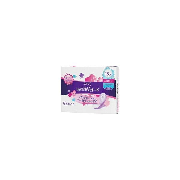 【10個セット】ウィスパー 1枚2役Wガード 女性用 吸水ケア 15cc 大容量パック(66枚入)[ウィスパー] (1ケース)