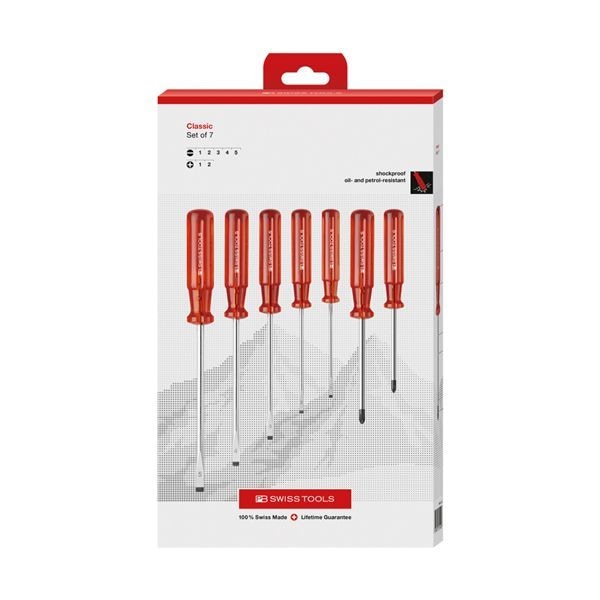 PB SWISS TOOLS ピービースイスツールズ 7本組 クラシックハンドル ドライバーセット（マイナス/プラス） ペーパボックス入 250.CBB