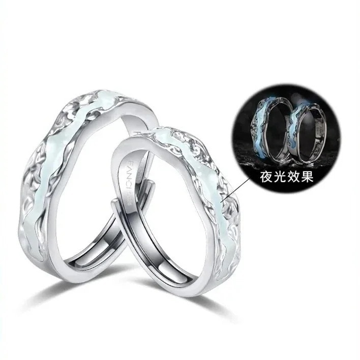 【1つ買うと12つ無料】韓国 指輪 オーロラカップルペアリング夜光戒男女ペアリング レディース 可愛らしい キラッとリング ファッション164
