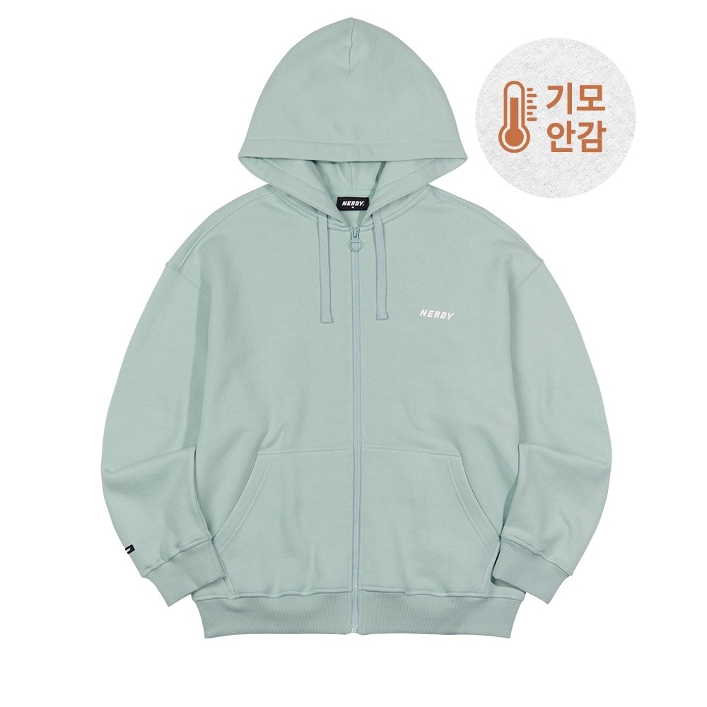 NERDY（21FW）エッセンシャルブラシドフーディージップミント