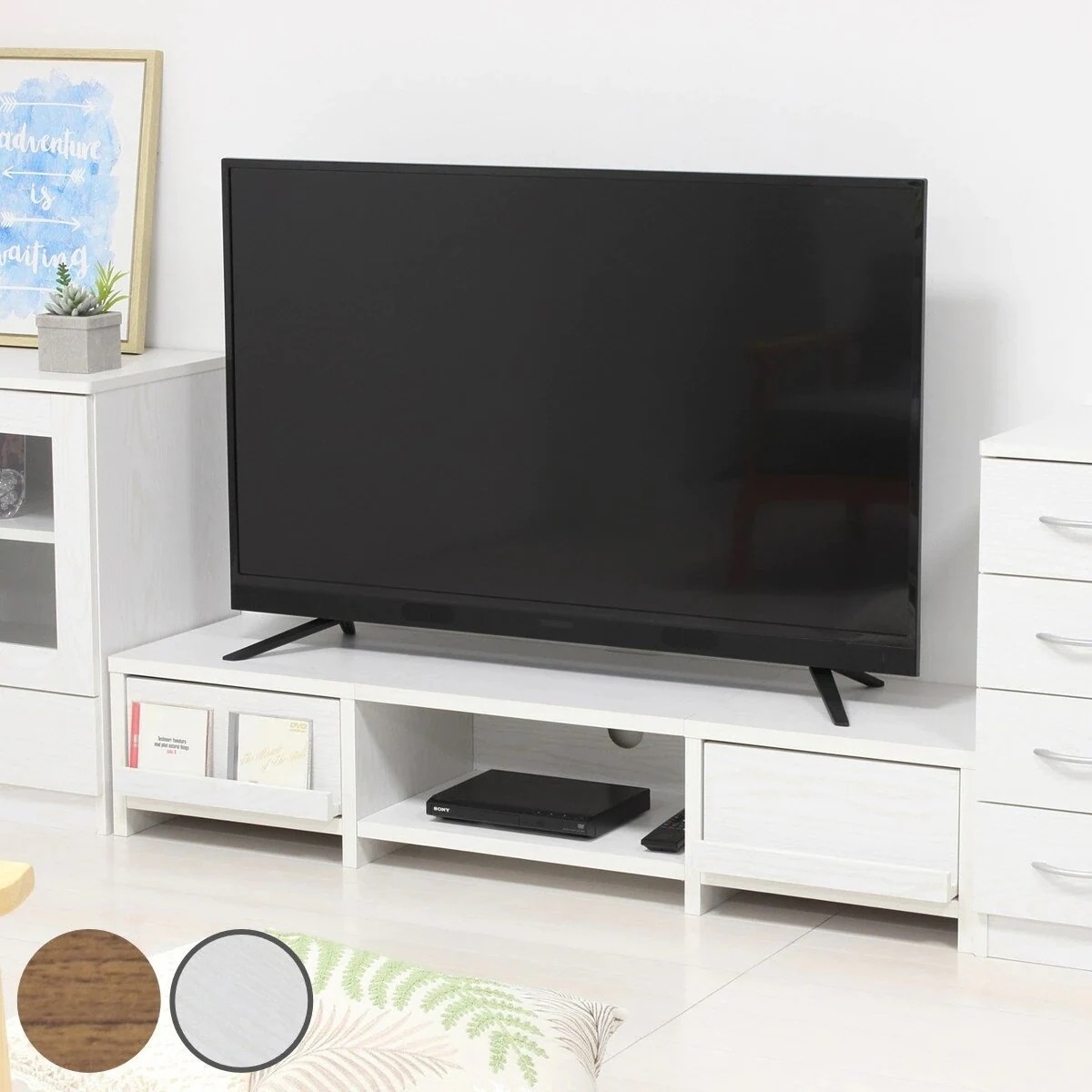 テレビ台 ローボード 北欧 シンプルデザイン 引出し2杯 幅140cm テレビボード TV台 TVボード テレビラック テレビ AVボード 収納 リビング収納 TVラック 収納付き ホワイト