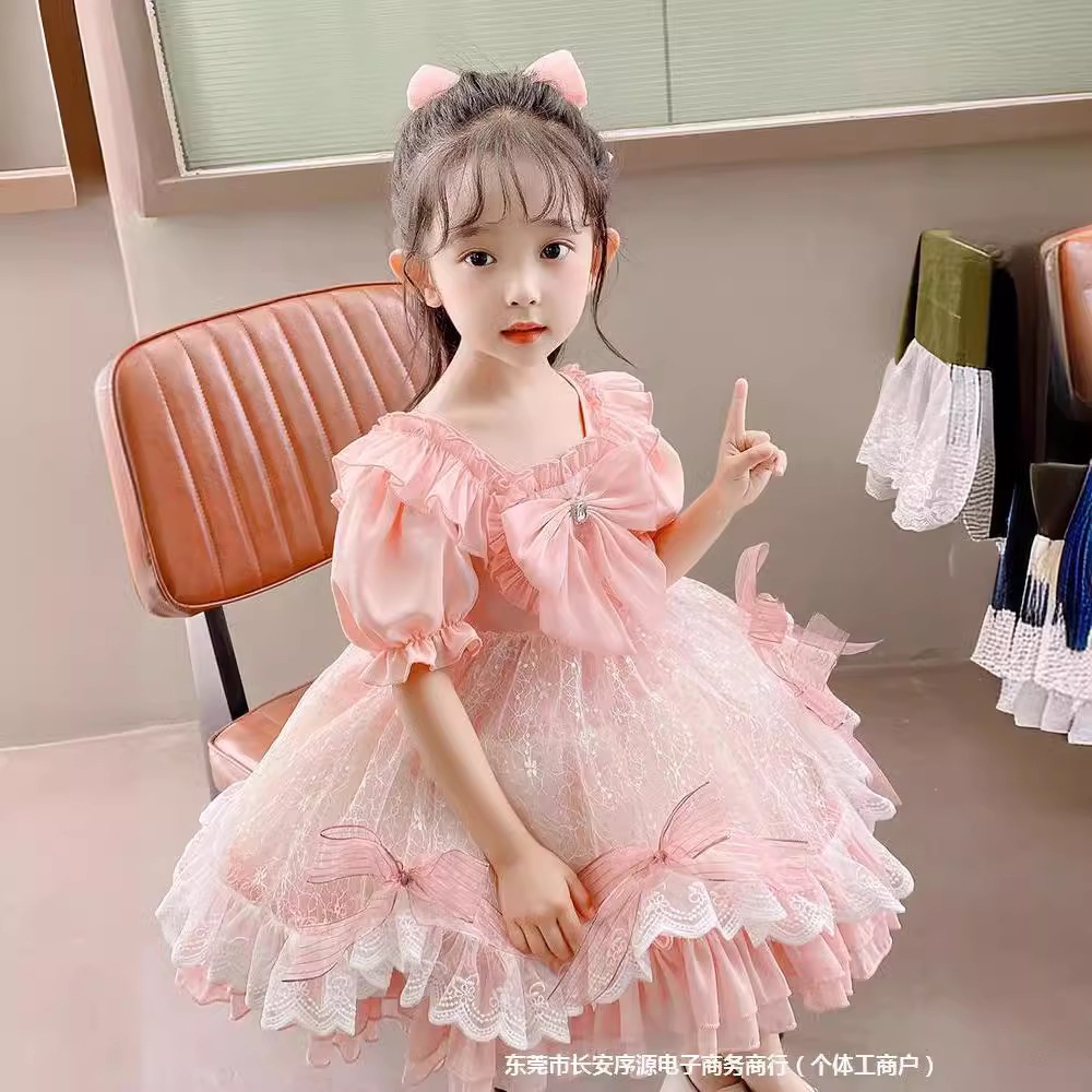 ロリータガールプリンセスドレス2025年夏2025年夏の子供用ドレスチュチュスカート子供服の女の子ドレスサマースタイル