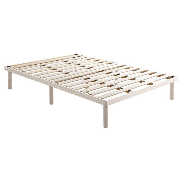 パイン材高さ2段階調整脚付きすのこベッド（ダブル） ホワイトウォッシュ 組立品