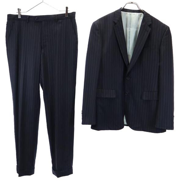 ゼニア ウール ストライプ柄 スーツ 上下セットアップ C100-W88-H175 濃紺 Zegna メンズ