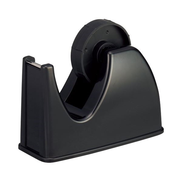 （まとめ） TANOSEE テープカッター台 大巻/小巻両用 黒 1セット（10台） [x2セット]