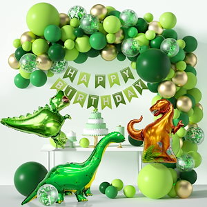 ジュラシックフォレストグリーン恐竜バルーンチェーンガーランド子供の誕生日パーティーデコレーションアレンジメントラテックスバルーンセット