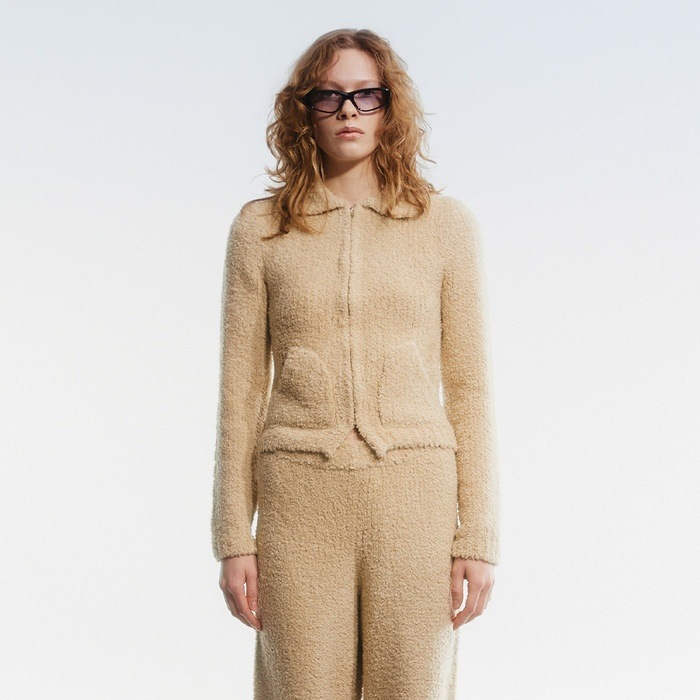 【OPEN Yy】 WOOLLY KNIT ZIP UP JACKET : 3COLOR