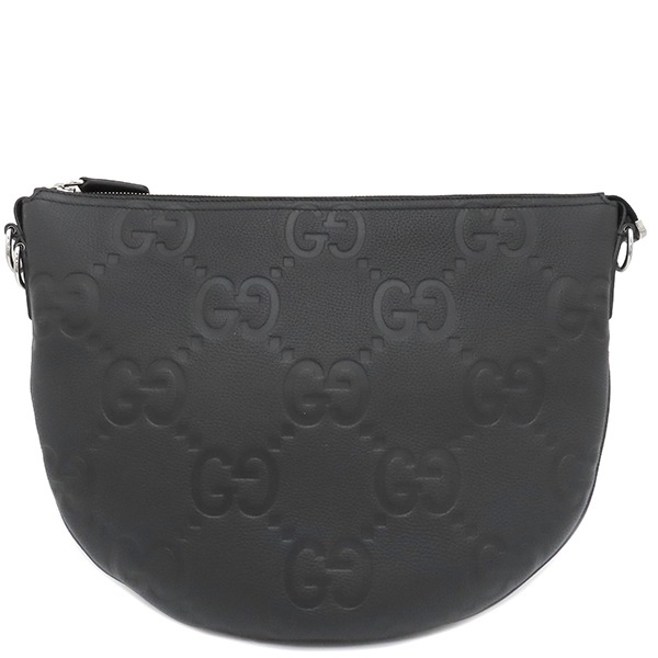 グッチ ショルダーバッグ ジャンボGG メッセンジャーバッグ レザー ジャンボGGレザー ブラック シルバー金具 黒 801887 【保存袋】【中古】