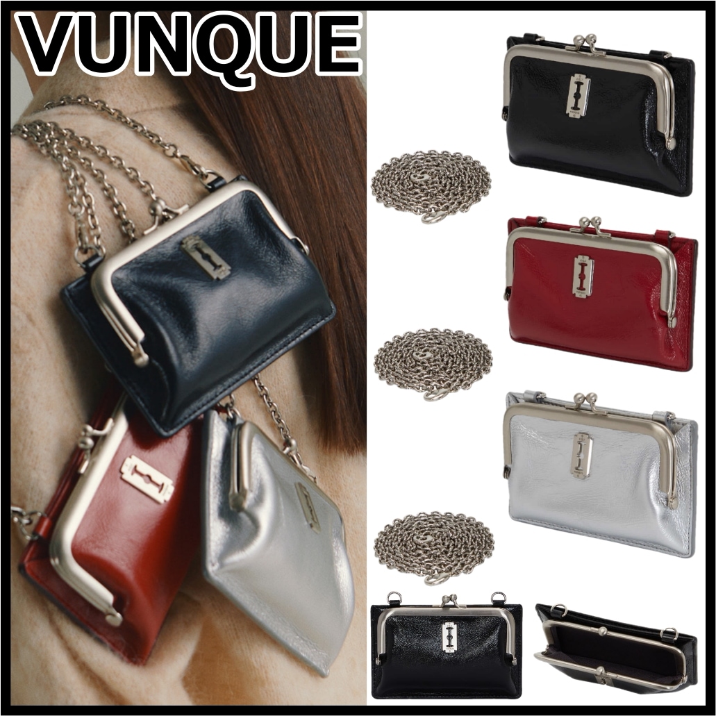 【VUNQUE】 Occam Frame Chain Card Wallet 本革 財布バック 天然牛革 カードケース 韓国 本革 カード入れ 折りたたみ財布 ミニ財布 vunque 財布