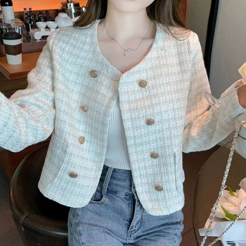 （細工が凝っている）小さなフレーバーホワイトショートジャケット女性春と秋のフレンチハイエンドの気質セレブカーディガン2025 New Top