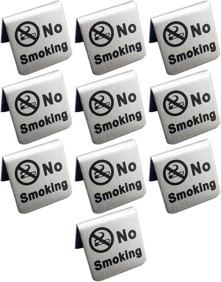 禁煙プレート 10個セット ステンレス 卓上 サインプレート 分煙 No Smoking(シルバー)