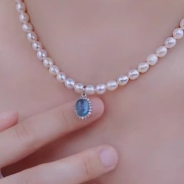 11 海の裂け強い小穀物淡水真珠のネックレスアクアマリンs925スターリングシルバーバレンタインギフト気質ネックレス