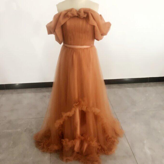 カラードレス エンパイアライン パーティードレス テラコッタ /結婚式/披露宴