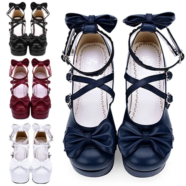 ロリータ 靴 レディース ハイヒールパンプス コスプレ ストラップパンプス お嬢様風ロリータ靴 ヒール8cm shoes ゴスロリ 可愛い ロリータ コスプレ 女の子用 ロリータパンプス シューズ