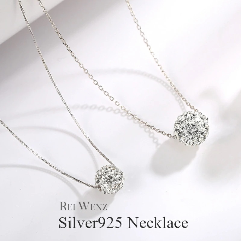 【高品質Silver925 】【予約商品】ネックレス レディース スワロフスキー シルバー Silver925 パヴェ ボール ミラー クリスタル ジルコニア プレゼント