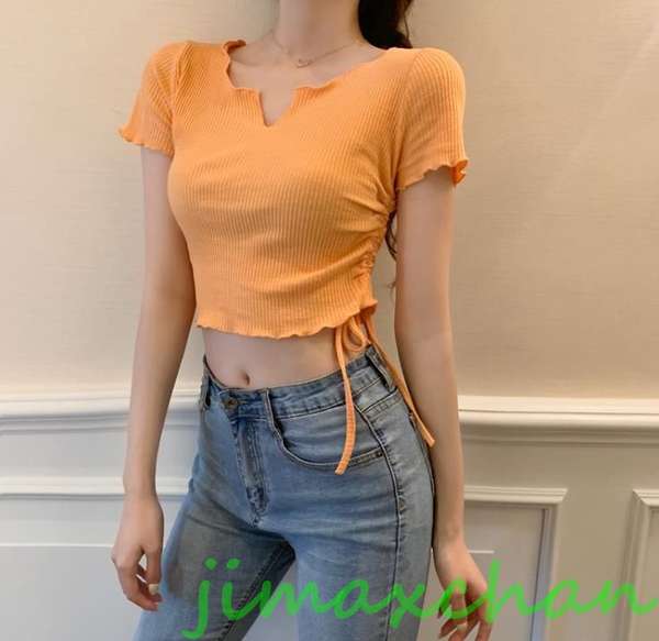 新生活 サマー 胸開き Ｔシャツ 半袖 Vネック セーター レディースファッション タートル 胸開きタート セクシー Vネック ベアトップ禁シャツ