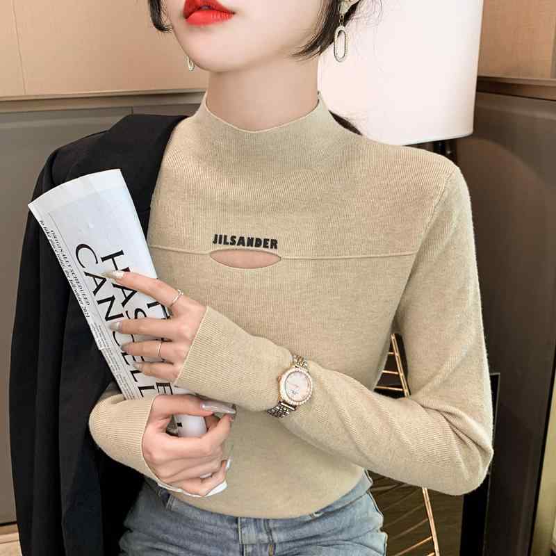 レディース 上品 上質 お洒落 秋冬 ニット セーター ベース レイヤー スリムフィット 長袖 ハーフ タートルネックセーター 女性