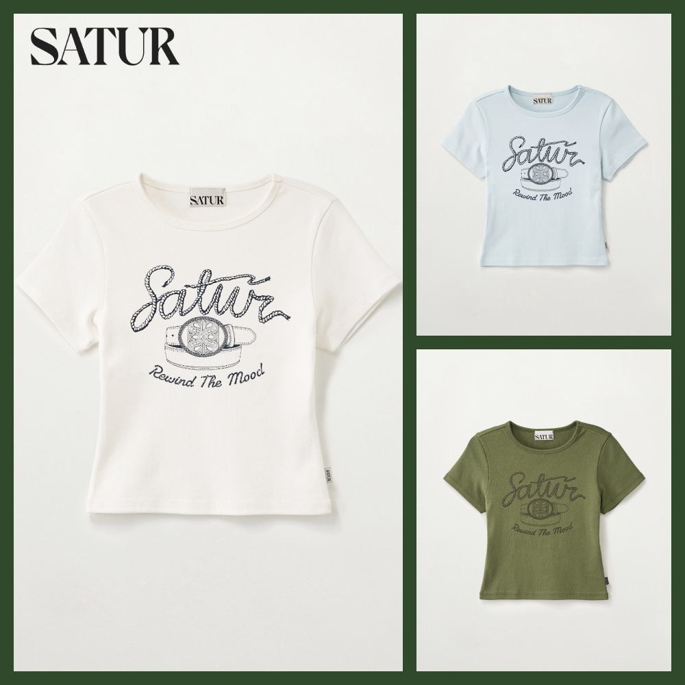 (W) Belt Graphic Slim Fit T-Shirt
