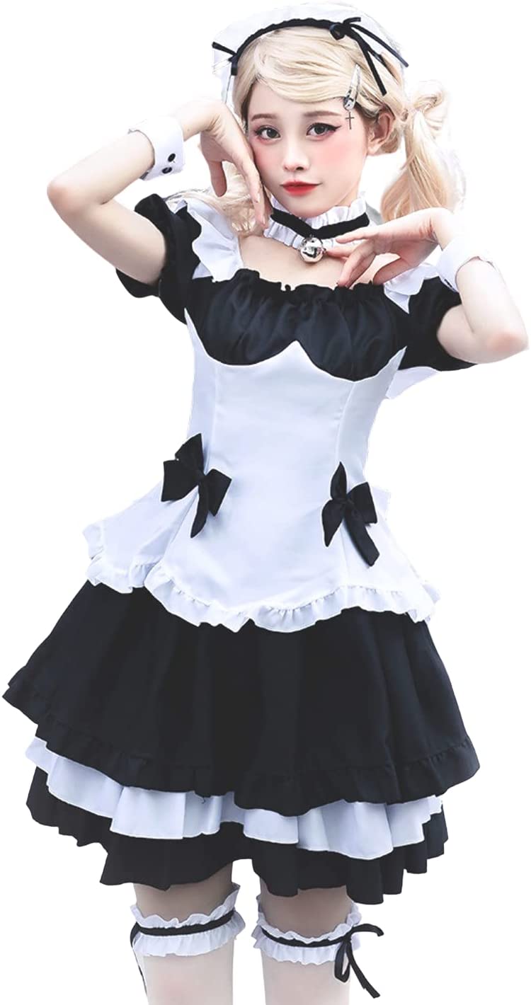 Lady Lazyロリータ メイドコスプレ半袖ワンピース エプロンスカートロリフリル甘ロリ 姫 アニ