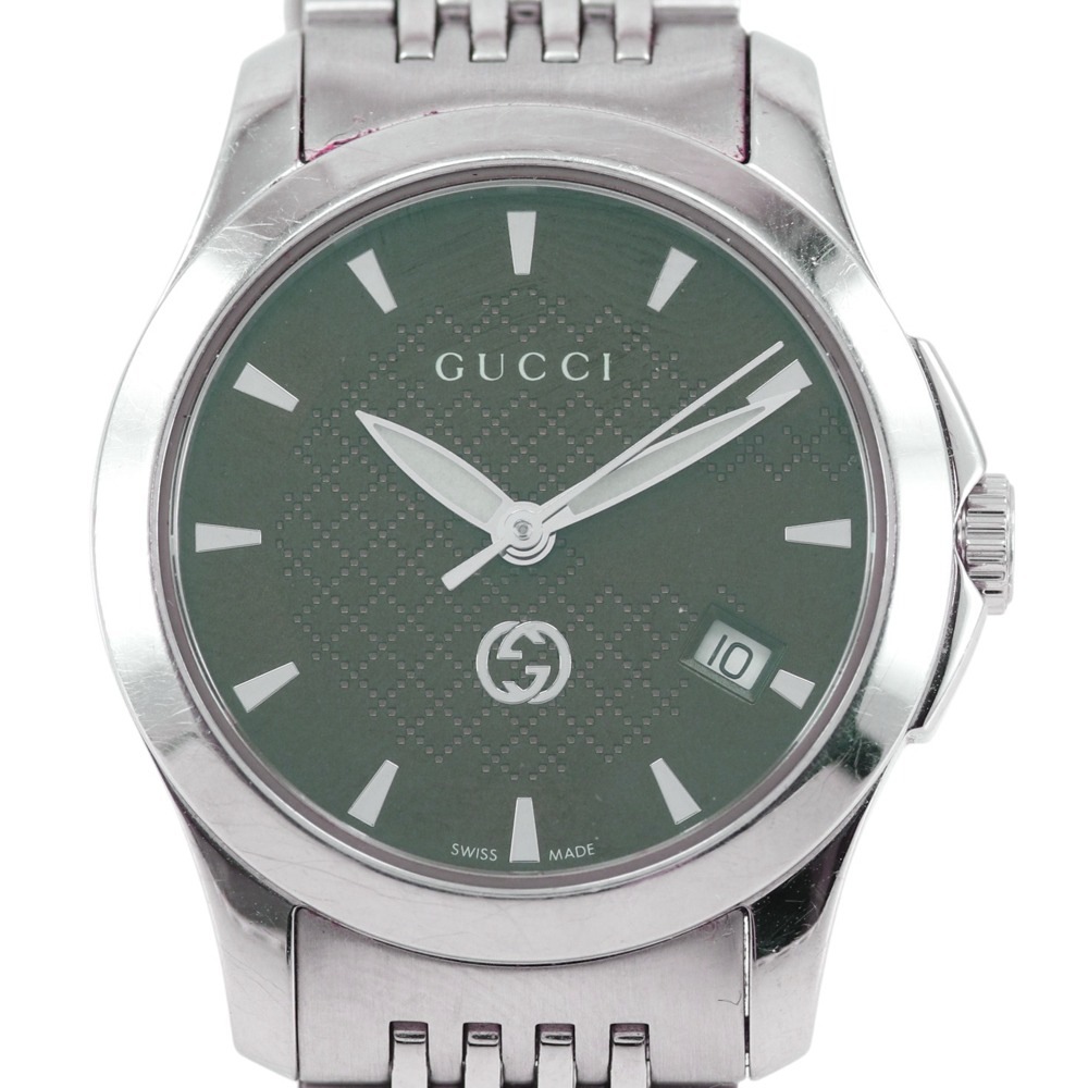 126.5 腕時計 ステンレススチール クオーツ アナログ表示 レディース グリーン文字盤 中古品