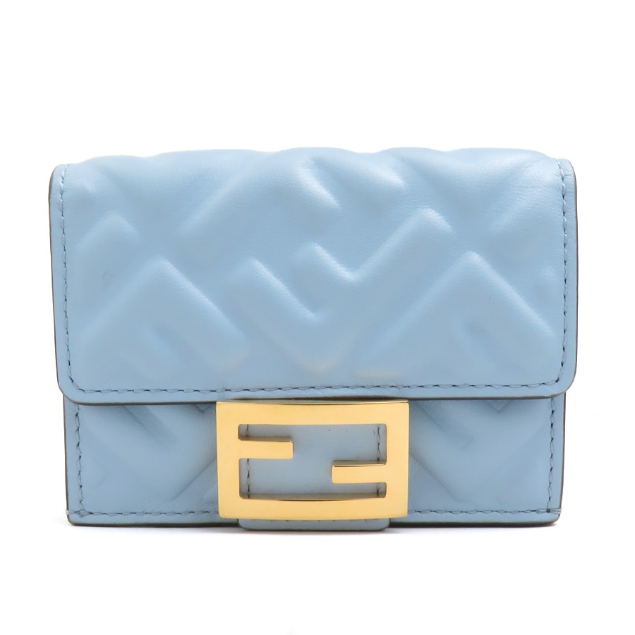フェンディ FENDI 三つ折り財布 バゲット マイクロ レザー ブルー レディース 8M0395-AAJD 55794g