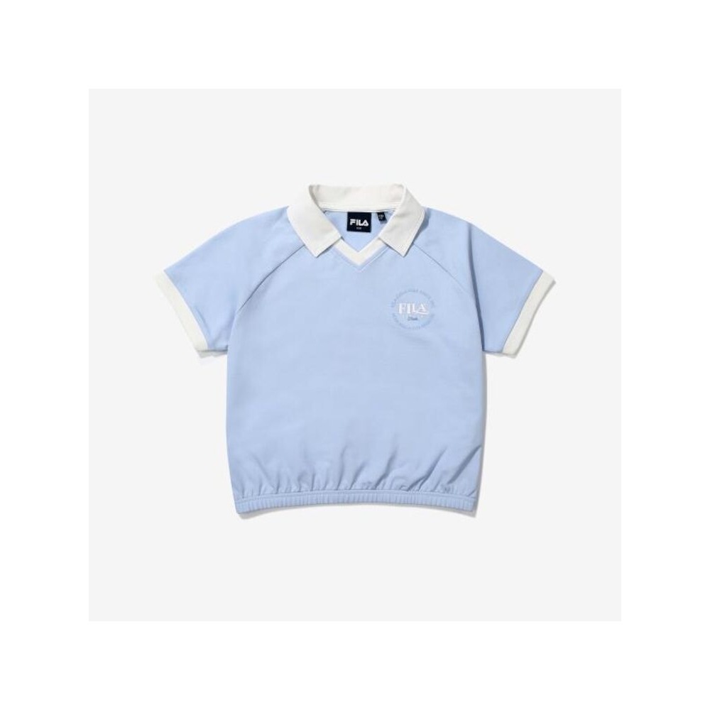 [FILA KIDS] 女の子用クロップカラー T シャツ (FK2TSG2301F_CUD) Q0ZFK2TSG2301FCUD