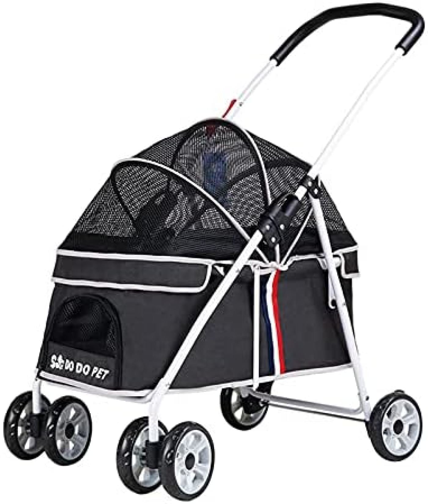 ペットカート 犬用 キャリーカート 犬用ベビーカー ペットバギー 折りたたみ式 犬 カート 猫犬兼用 360回転 後輪ブレーキ付 サンシェード付き 多頭用 多機能 軽量 小
