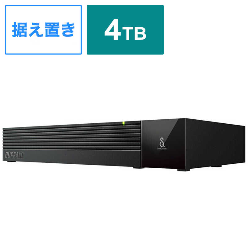 BUFFALO　外付けHDD USB-A接続 テレビ・レコーダー録画用(Chrome/Mac/Windows11対応) ブラック [4TB /据え置き型]　HD-SQS4U3-A