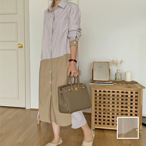 ワンピース カジュアル ロング マキシ丈ワンピ 韓国 ファッション レディース 春 夏 カジュアル コーデ シンプル 定番 セレカジ 20代 30代 40代 2025 ストライプ アシンメトリー 5,704円