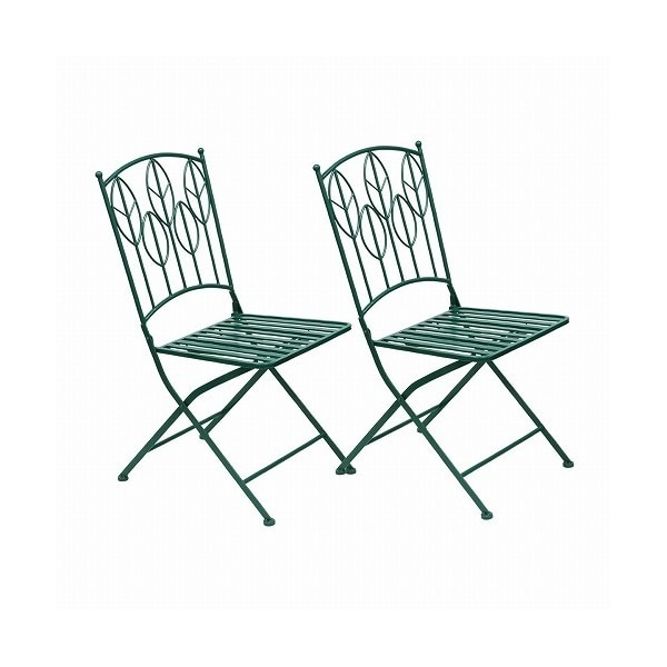 住まいスタイル アイアン製ガーデンファニチャー サニーリーフ ガーデンチェア 2脚セット SPL-9001-2P-GRN メーカー直送