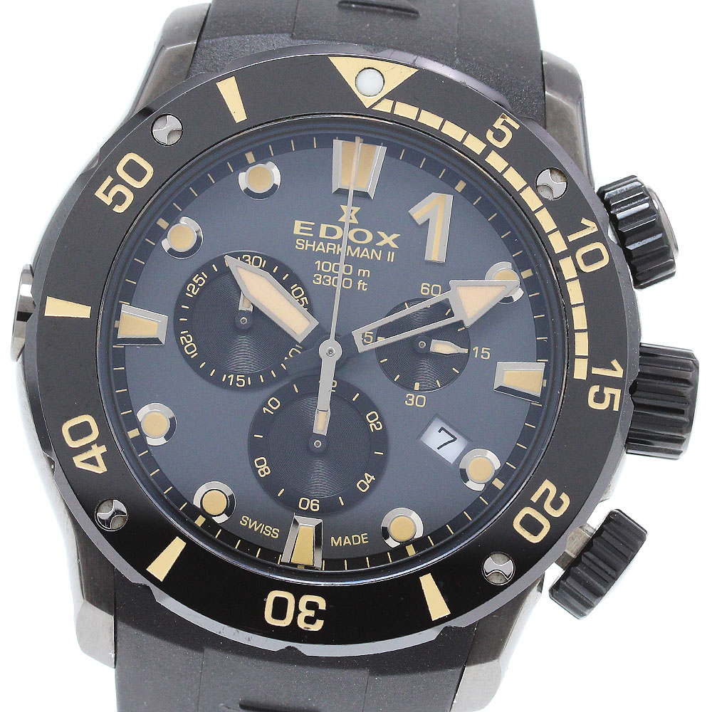 エドックス EDOX 10234 クロノオフショア シャークマンII リミテッド エディション クォーツ メンズ 箱・保証書付き_861550【中古】