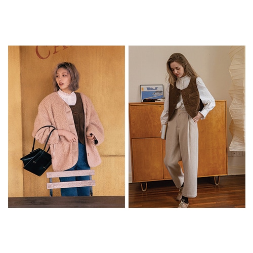 [IVE 着用]ロマネコーデュロイベスト(brown) 韓国ファッションスタイル 韓国人気アクセサリー 大学生ファッション