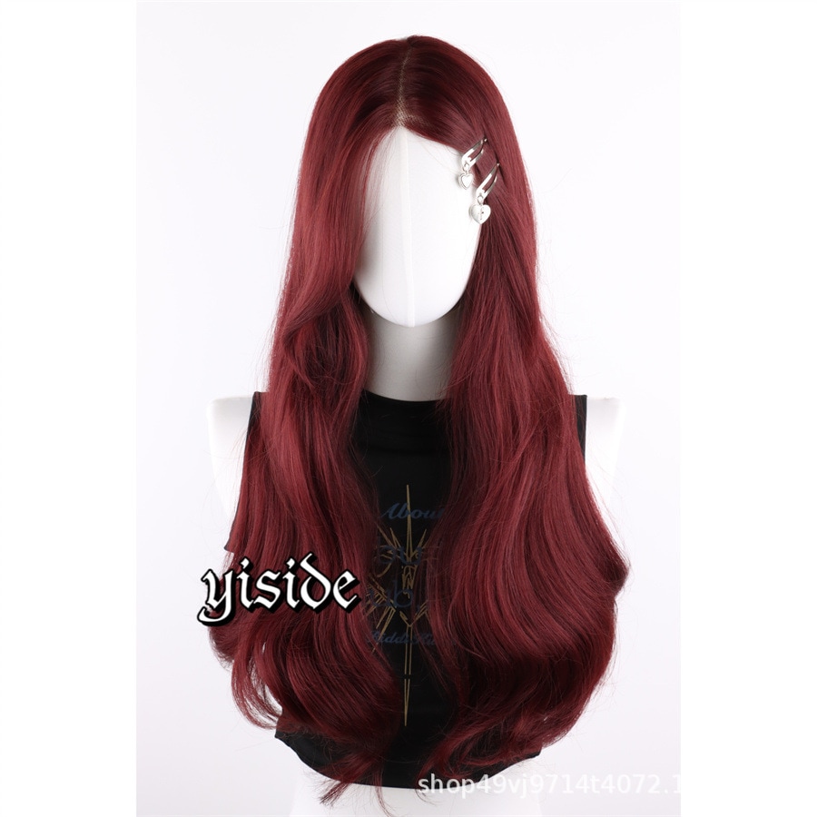 センター分け前髪ロングカーリーヘア自然な長身女性用ウィッグ模擬頭皮フルヘッドピースウィッグ