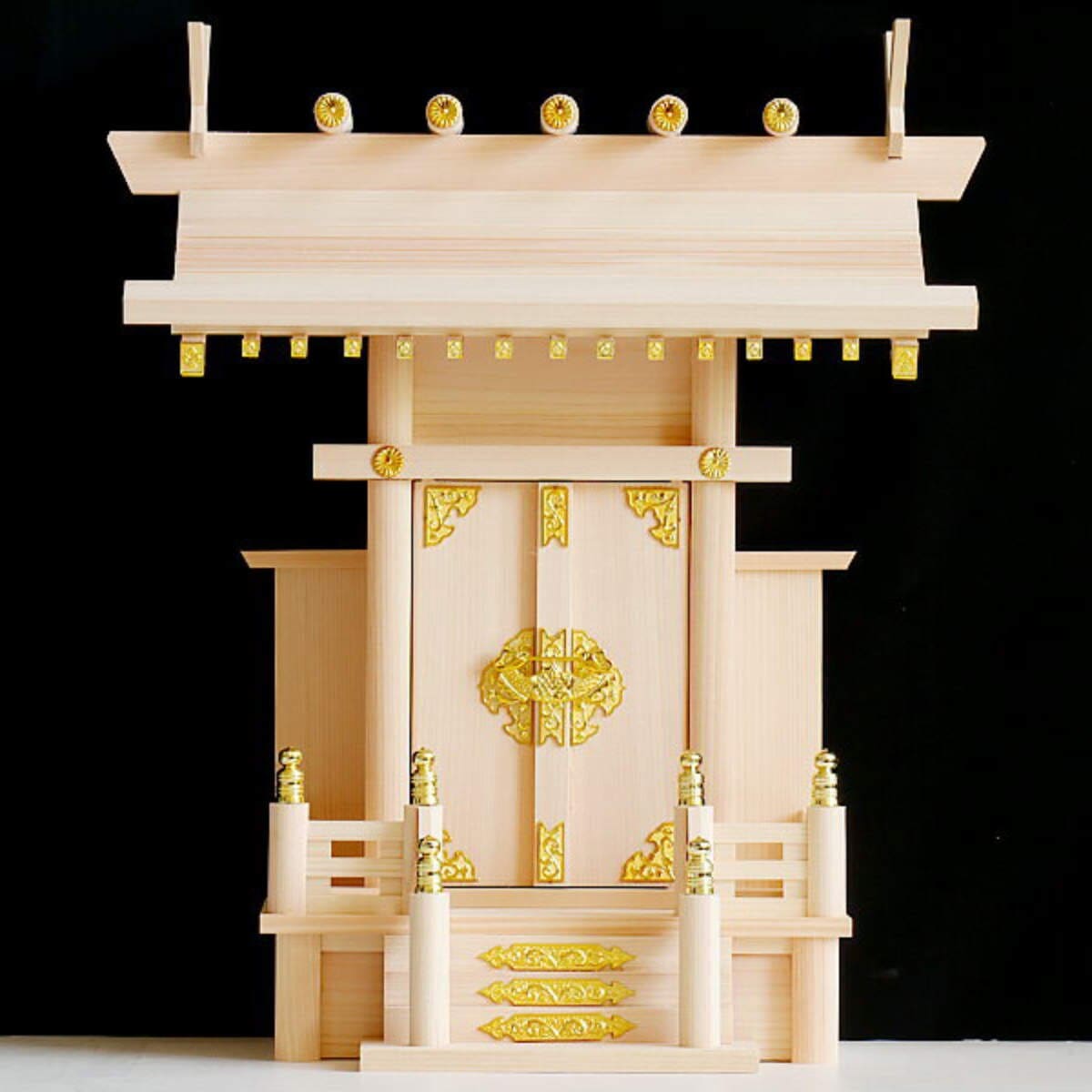 神棚 大神明 神殿 宮形 桧 檜 神具 神明造り 一社宮 袖付き 白木造り お札入れ お供え お札 御神札 新築 お正月 神札 御札立て 簡易神棚 ひのき 天然木 置き型 祀る 簡易 簡単