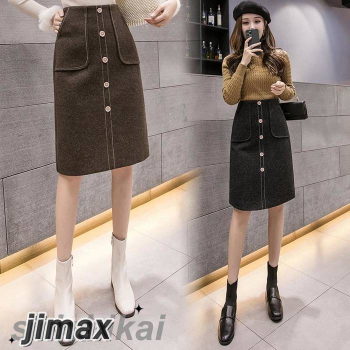 スカート 膝丈 aライン レディース 秋 冬 秋冬 黒 ブラウン ひざ丈 ポケット 高見え ボトムス スリット 着痩せ お洒落 プレゼント