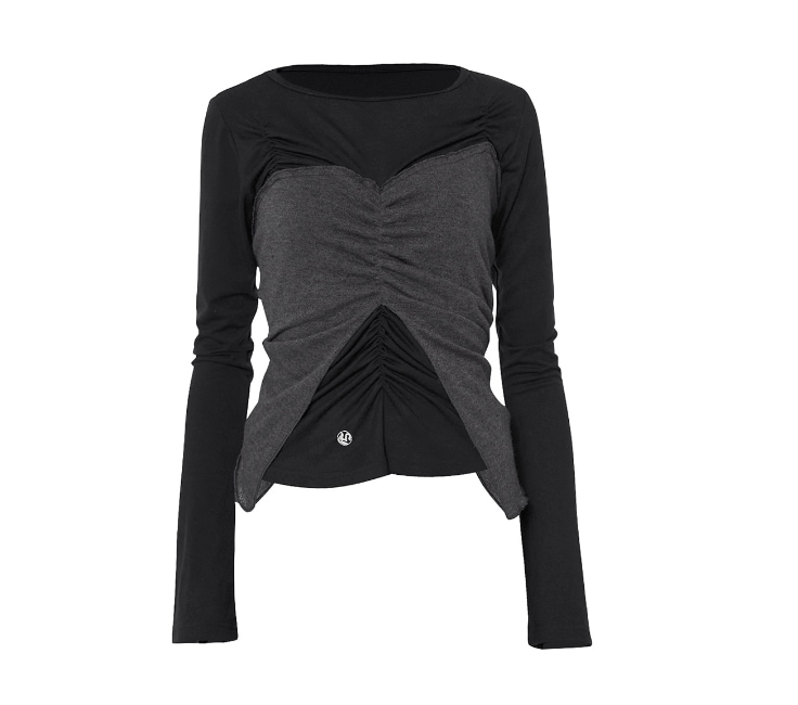 【FLAREUP】 BUSTIER LAYERED LONG SLEEVE : BLACK