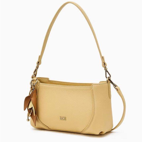 AK Bundang店 ハンドバッグ イエローロゴ装飾 牛革ショルダーバッグDCBA6E560Y2