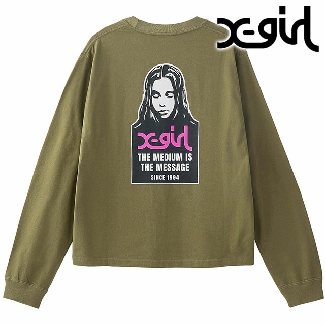 メール便 メッセージ アンド フェイス ロングスリーブ Tシャツ [105251011014] レディース トップス 長袖 バックプリント ロンティー OLIVE 6,078円