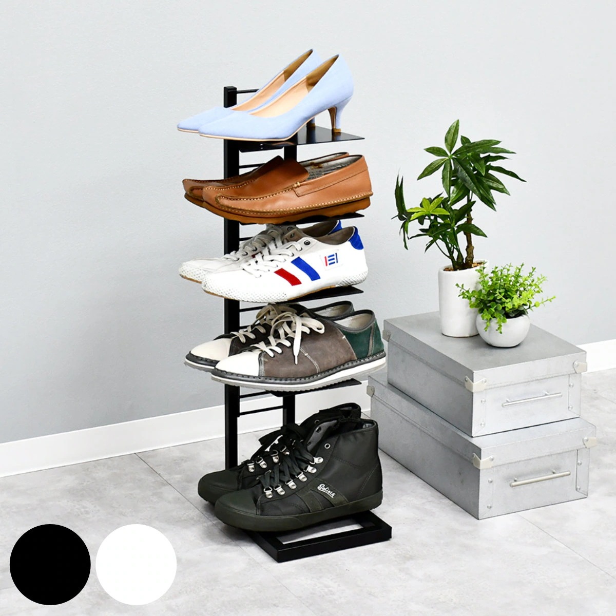 シューズラック フロートシューズラックシングル 5段 下駄箱 靴 収納 玄関収納 高さ調節 可能 スニーカー ディスプレイ スリッパラック スチール製 可動式棚 省スペース