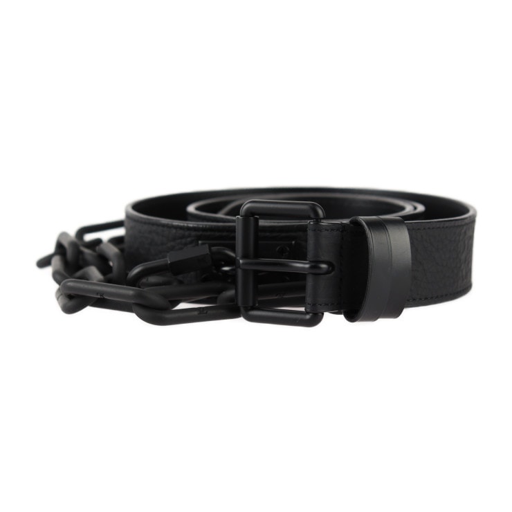 超美品 LOUIS VUITTON ルイ ヴィトン ベルト MP058U サンチュール シグネチャー モノグラム 表記サイズ 90/36 レザー ブラック チェーン ヴァージルアブロー ビトン 本物保