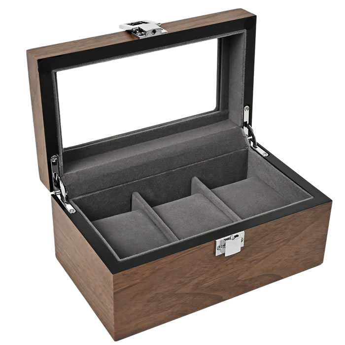 腕時計収納 時計ケース 3本収納 クルミ木 窓あり ES5313WD