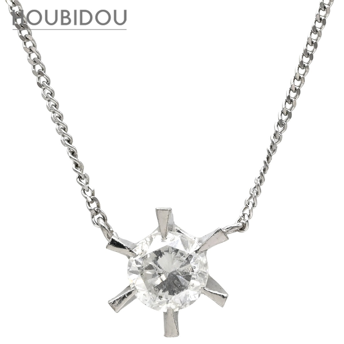 ネックレス ソリティア ダイヤモンド 0.54ct プラチナシルバー プラチナ 1P 1石 1粒 6本爪 両吊りタイプ 【中古】