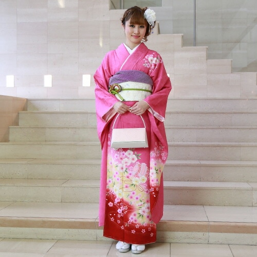 レンタル最大20日間 振袖 レンタル 成人式 セット正絹京友禅 20点フルセット ピンク 黄 イエロー 赤 レッド 桜 小槌成人式から結婚式やフォーマルまで