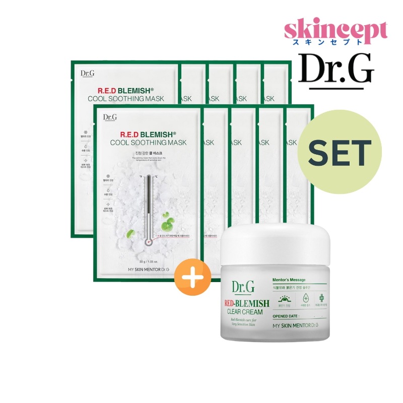 [マスク+クリームセット]レッドブレミッシュマスク(10枚)+スーディングクリーム70ml(1個/2個)_5種類のシカの核心成分とボトルフルバイオーム成分_鎮静_肌バリアケア_水分供給