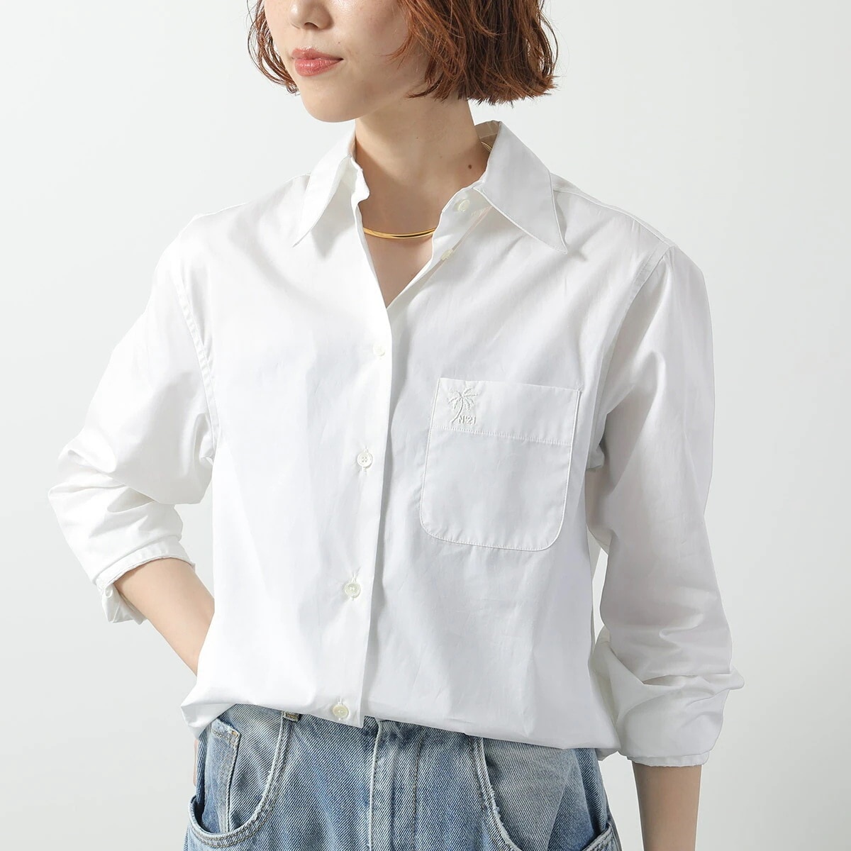 N21 ヌメロヴェントゥーノ シャツ G014 0074 レディース 長袖 胸ポケット ロゴ刺繍 ブラウス コットン 1101