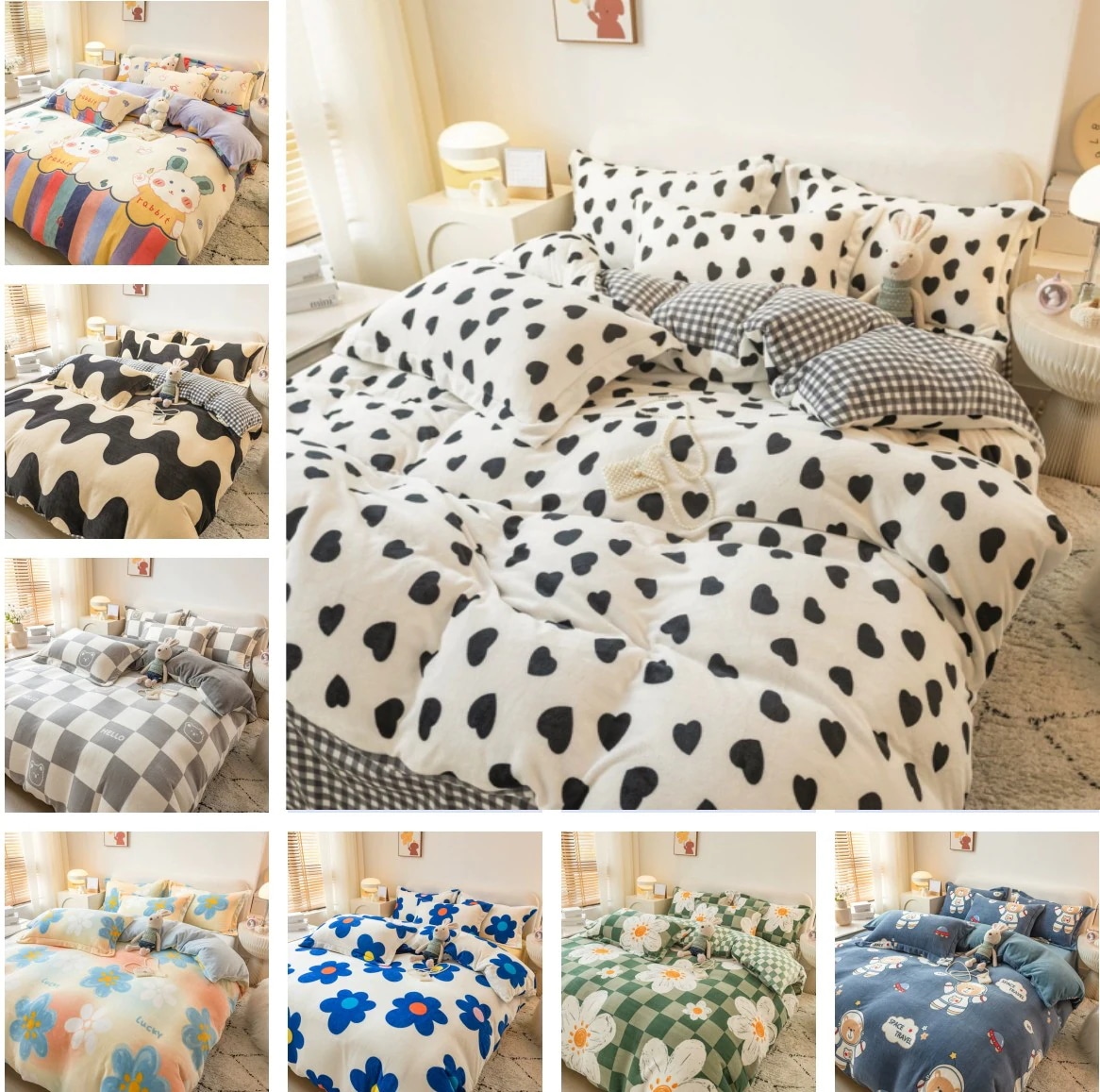 韓国ファッション 布団カバー 冬用 毛布 暖かい 厚手 ベッドカバー ダブルサイズ 掛け布団カバーボックスシーツ 抗菌防臭 洗える 寝具 ベッド用品 シングル セミダブル ダブル クイーン 5,565円