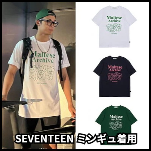 [韓國正品店][SEVENTEEN ミンギュ着用］Maltese archive line graphic half sleeve T-shirt/t シャツ/半袖