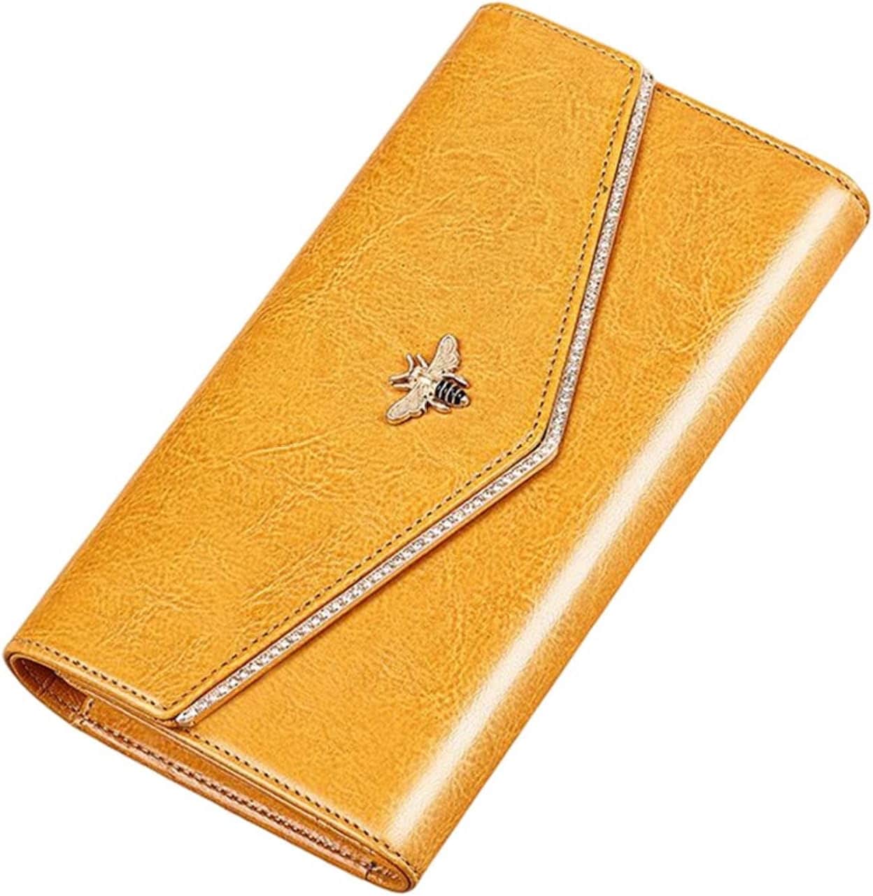 【20%OFFクーポン】三つ折り 長財布 レディース ミツバチ かぶせ蓋 ボタン ジッパー 財布 大容量 多機能 カード レシートと小銭 スマホ入れ可 スキミング防止 使いやすい お手頃 コインケース