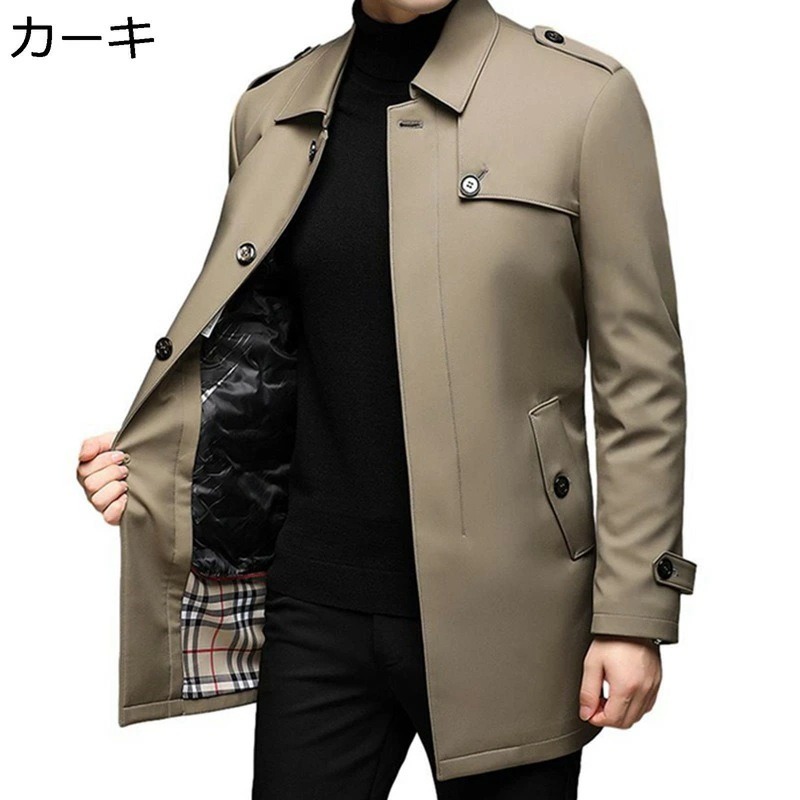 トレンチコート ダウンライナー取り外し可 メンズ ダウンジャケット トレンチ風 ミドルロング丈 ダウンコート ダウン100 チェスターコート 細身 紳士 ビジネス向け M-4XL 無地 シンプル 防風