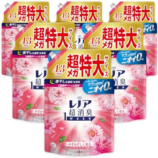 レノア 超消臭1WEEK 柔軟剤 フローラルフルーティーソープ 詰め替え 1,900ML×6袋 [大容量] [ケース品]柔軟剤